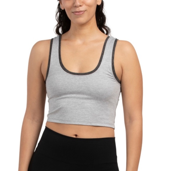 Terez Tops - TEREZ Color Block Gray And Black Trim TLC Activewear Crop Top. Women’s Medium.